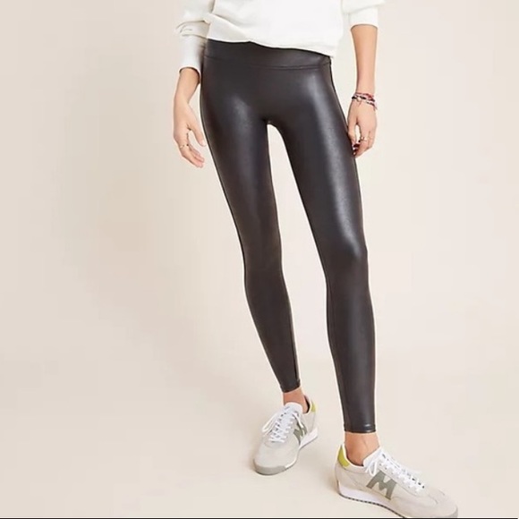 Spanx Faux Leather Leggings Black High Waist Stretch